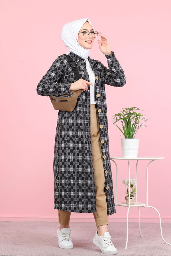8439 JAKARLI ELBİSE Gri - 8439 GRİ