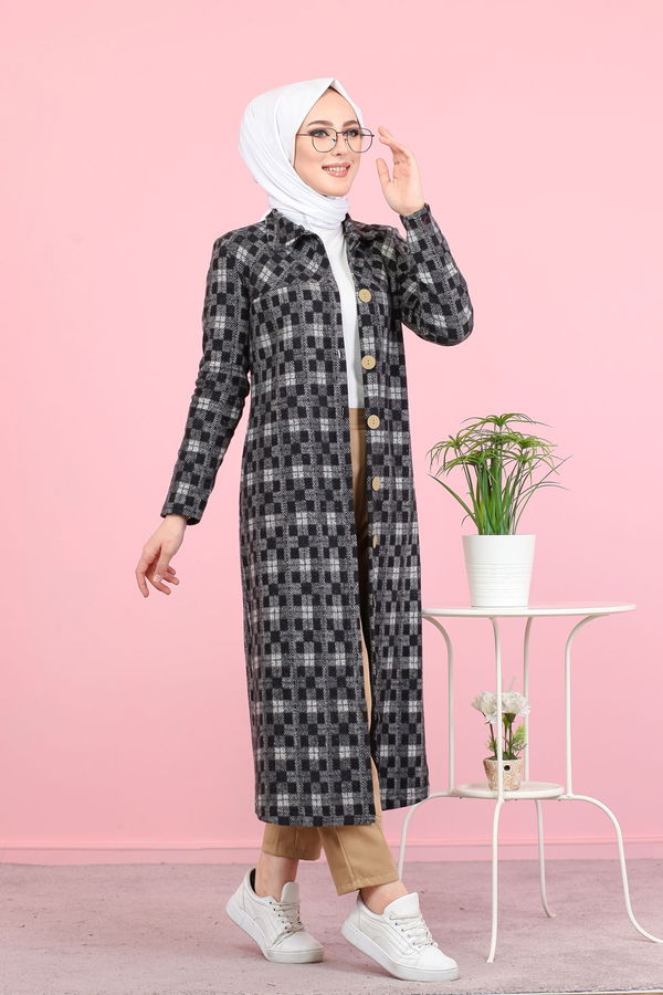 8439 JAKARLI ELBİSE Gri - 8439 GRİ