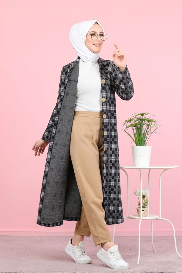 8439 JAKARLI ELBİSE Gri - 8439 GRİ