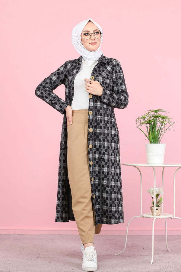8439 JAKARLI ELBİSE Gri - 8439 GRİ