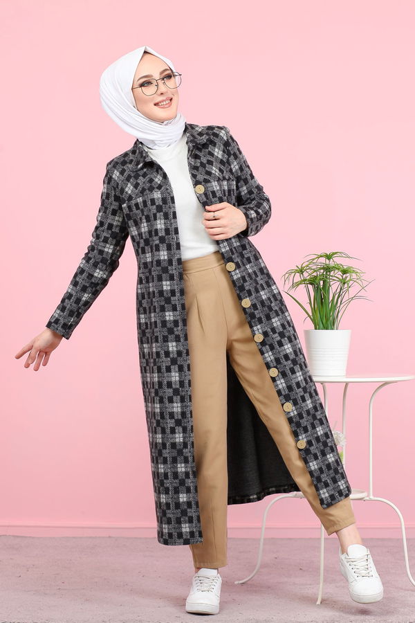 8439 JAKARLI ELBİSE Gri - 8439 GRİ