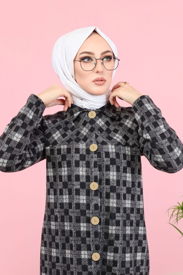 8439 JAKARLI ELBİSE Gri - 8439 GRİ
