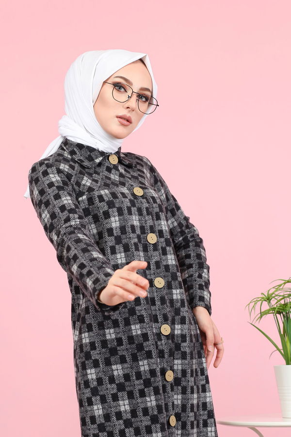 8439 JAKARLI ELBİSE Gri - 8439 GRİ