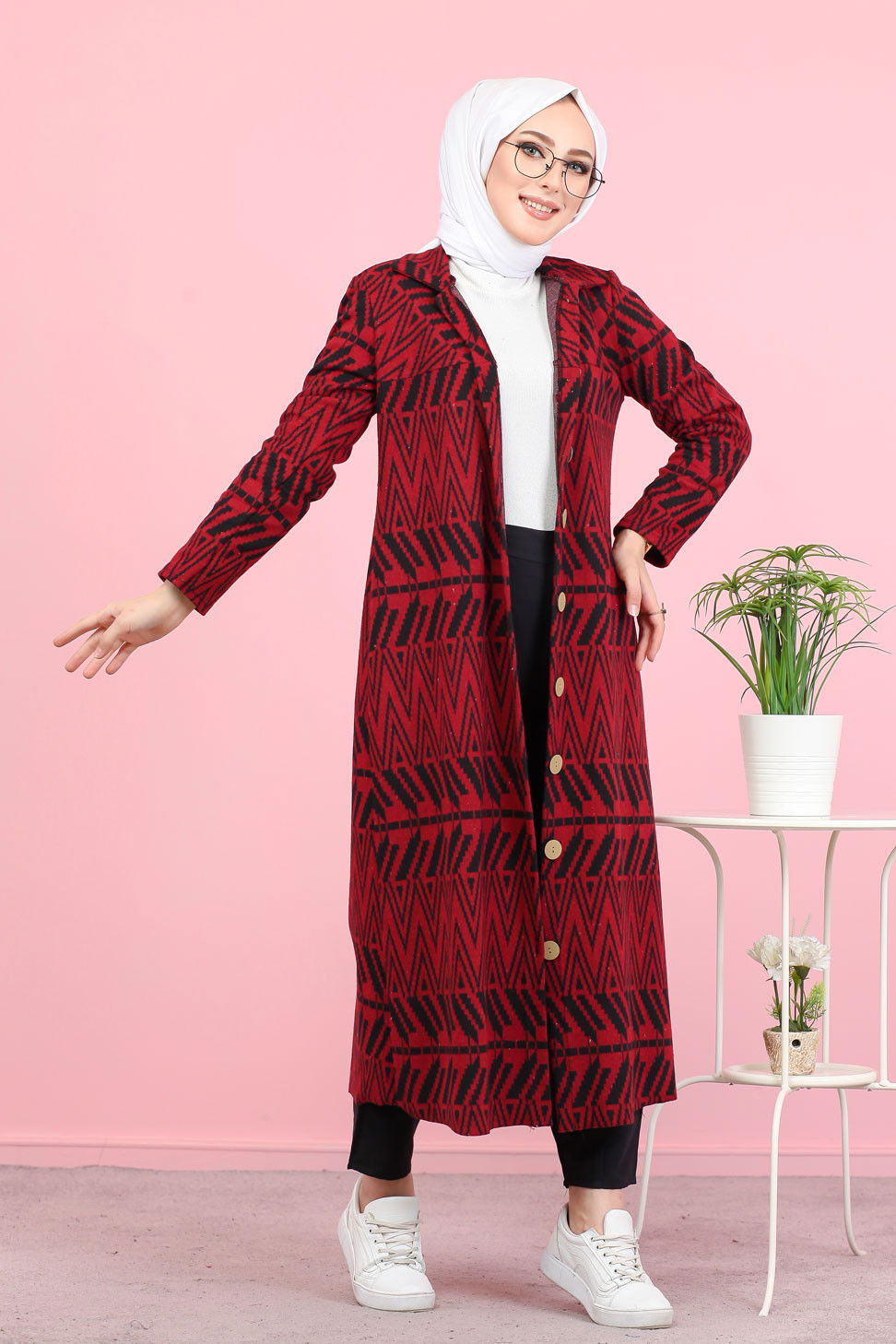 8439 JAKARLI ELBİSE Bordo - 8439 BORDO