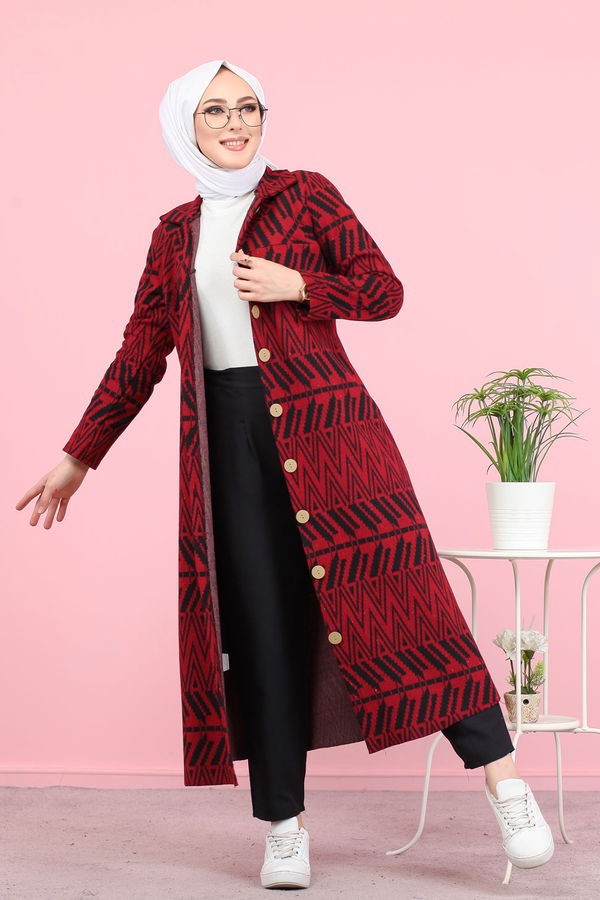 8439 JAKARLI ELBİSE Bordo - 8439 BORDO