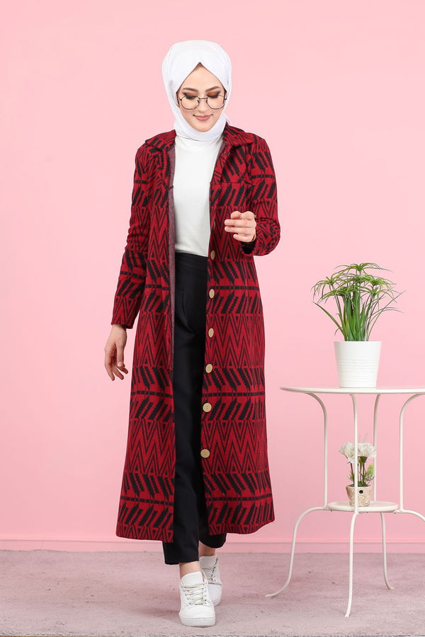 8439 JAKARLI ELBİSE Bordo - 8439 BORDO