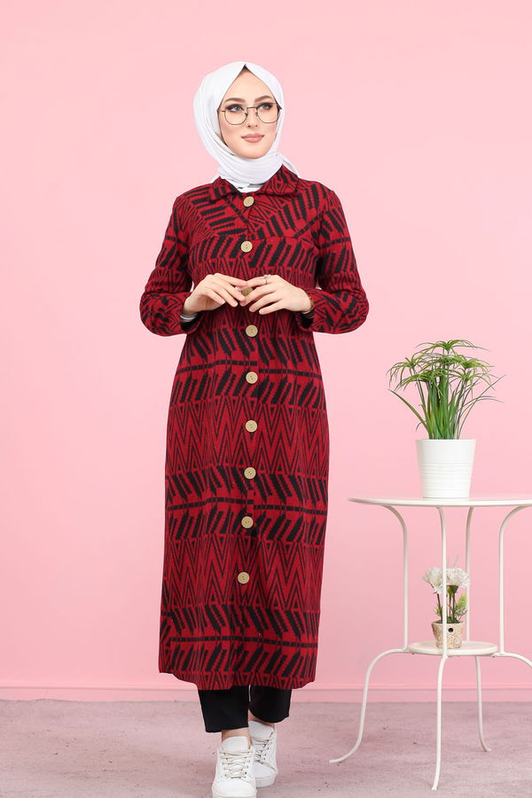 8439 JAKARLI ELBİSE Bordo - 8439 BORDO