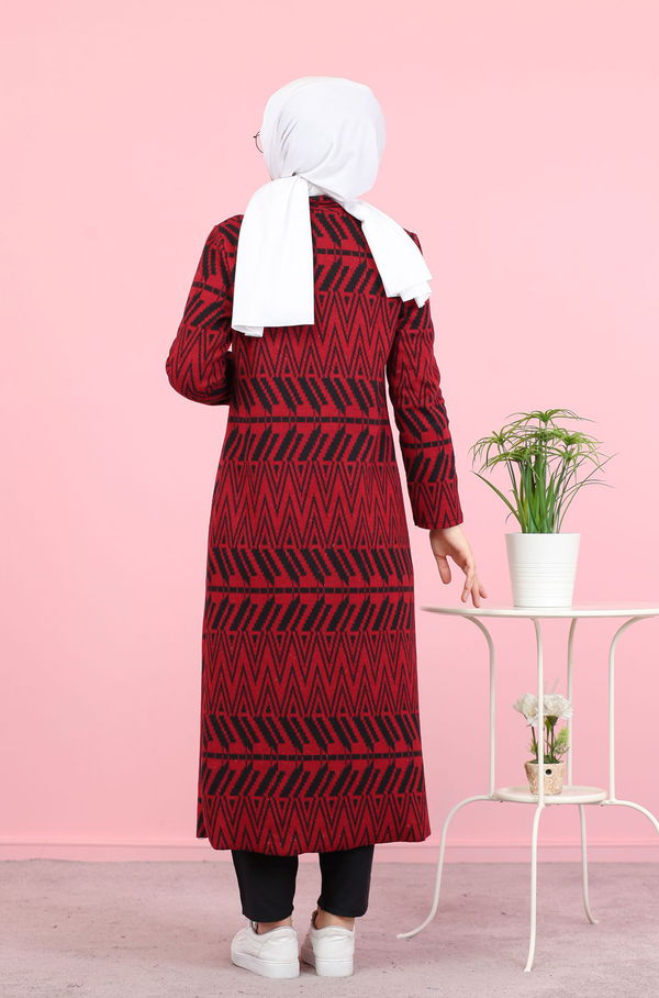 8439 JAKARLI ELBİSE Bordo - 8439 BORDO