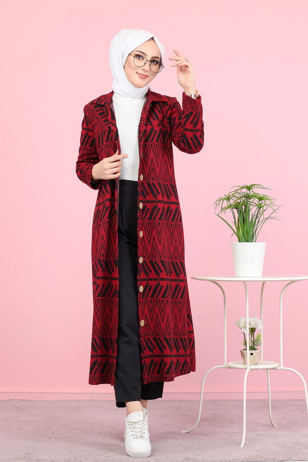 8439 JAKARLI ELBİSE Bordo - 8439 BORDO