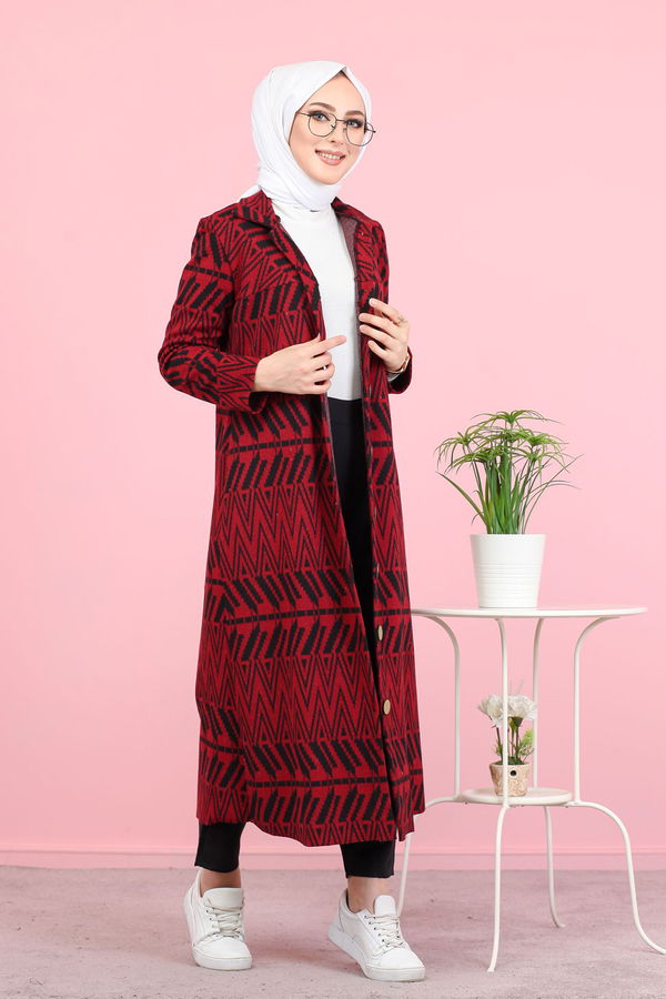 8439 JAKARLI ELBİSE Bordo - 8439 BORDO