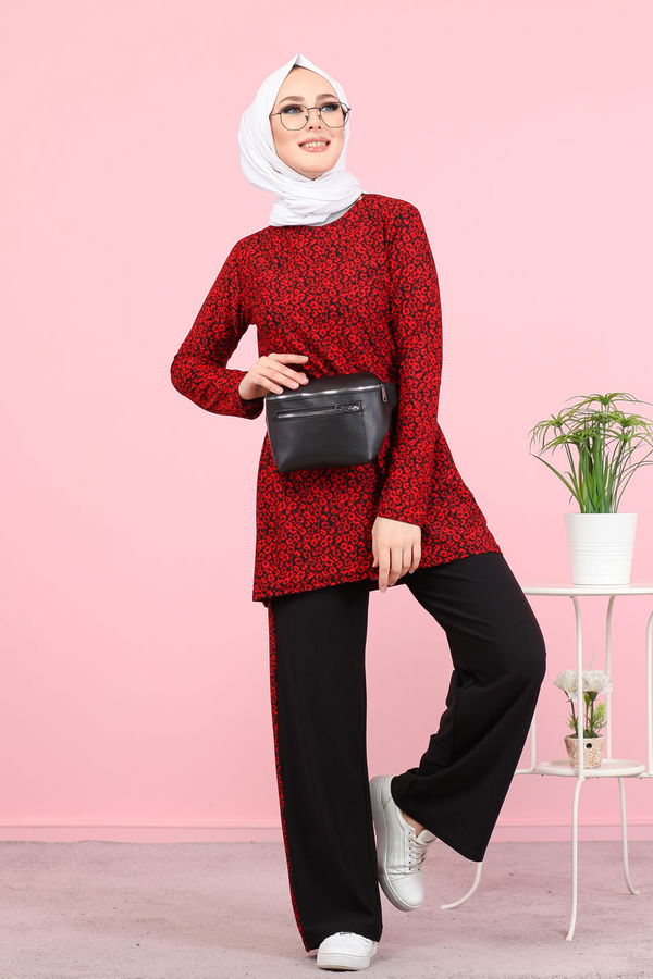 3073 TUNİK PANTOLON Kırmızı - 3073