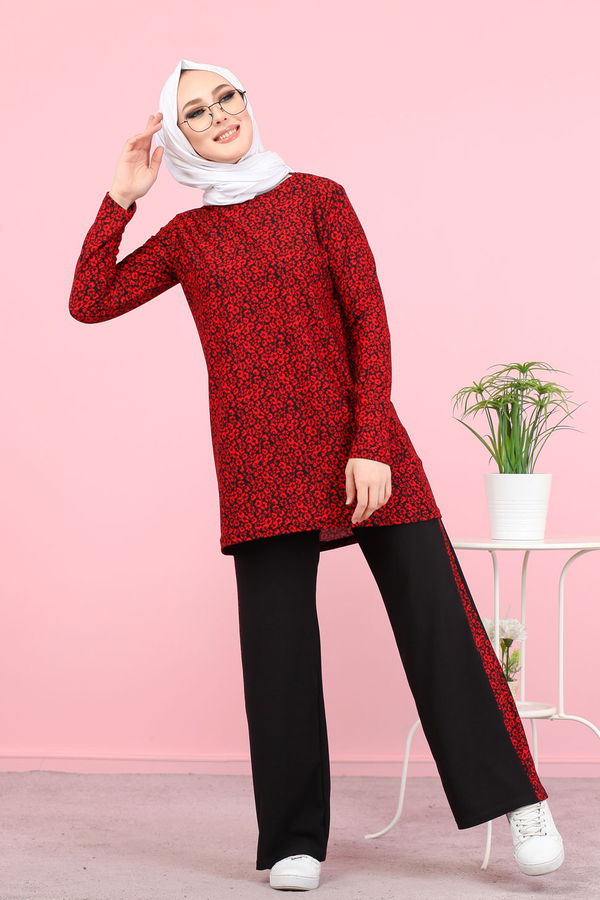 3073 TUNİK PANTOLON Kırmızı - 3073