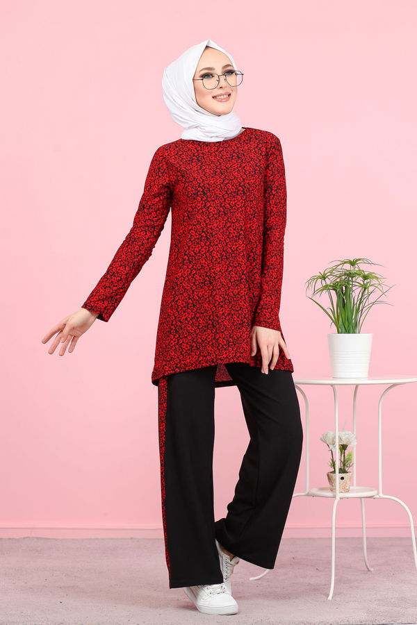 3073 TUNİK PANTOLON Kırmızı - 3073