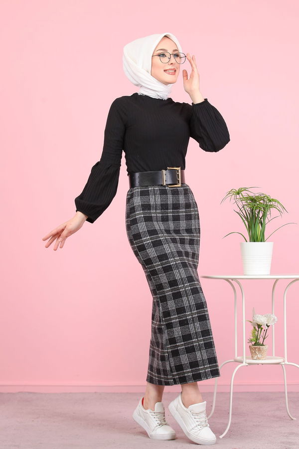 8334 BLUZ ETEK KOMBİN Siyah - 8334 SİYAH