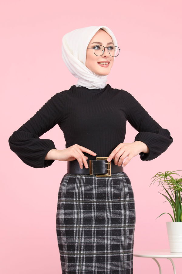 8334 BLUZ ETEK KOMBİN Siyah - 8334 SİYAH
