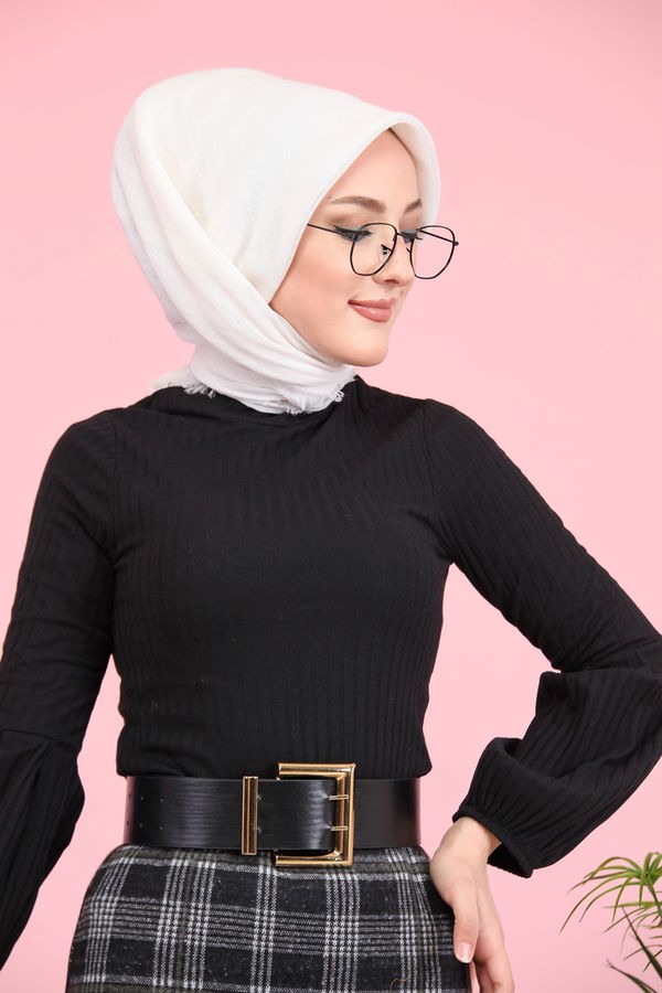 8334 BLUZ ETEK KOMBİN Siyah - 8334 SİYAH