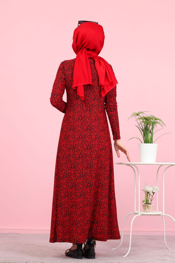 8485 KREP ELBİSE Bordo - 8485