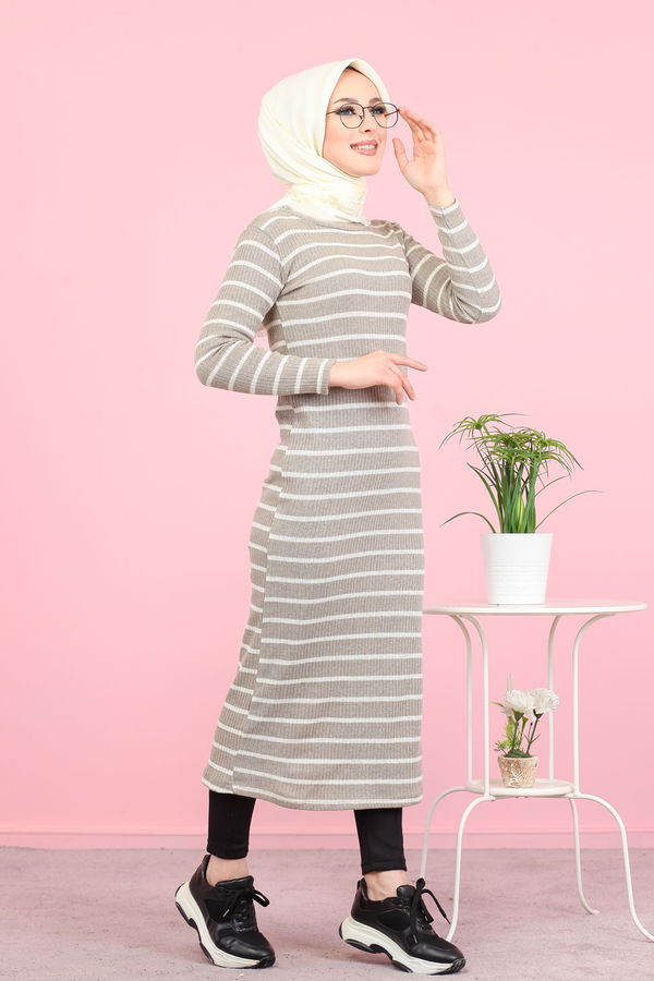 Triko Elbise Siyah  Vizon - 8261