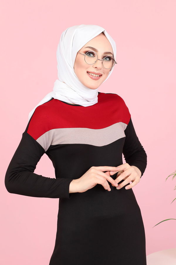 3081 GARNİLİ TUNİK Bordo - 3081