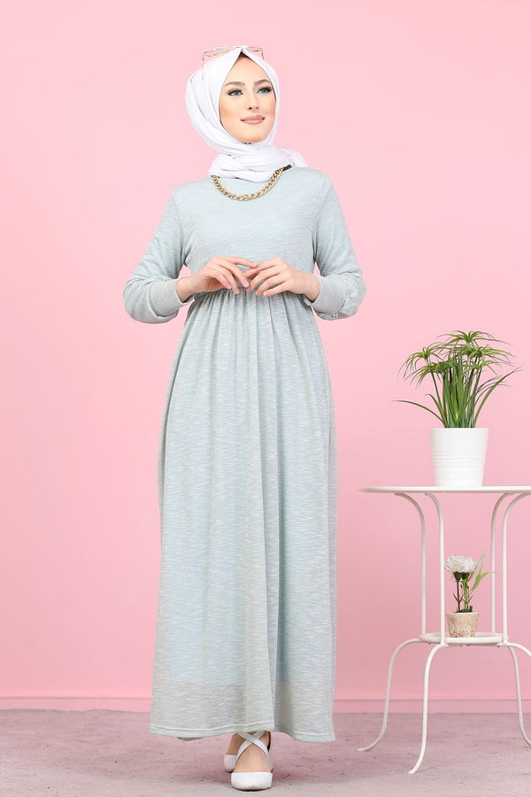 8390 SİMLİ ELBİSE Mavi - 8390