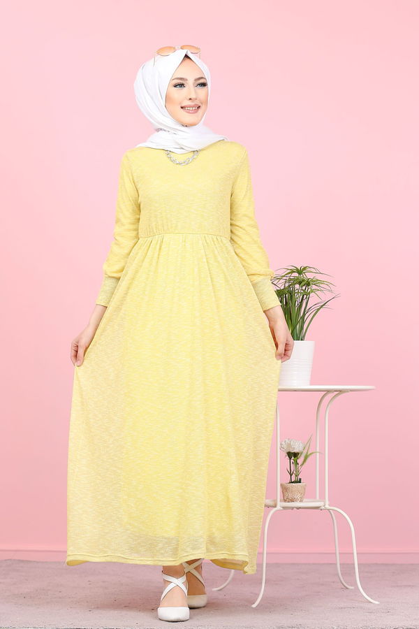 8390 SİMLİ ELBİSE Sarı - 8390