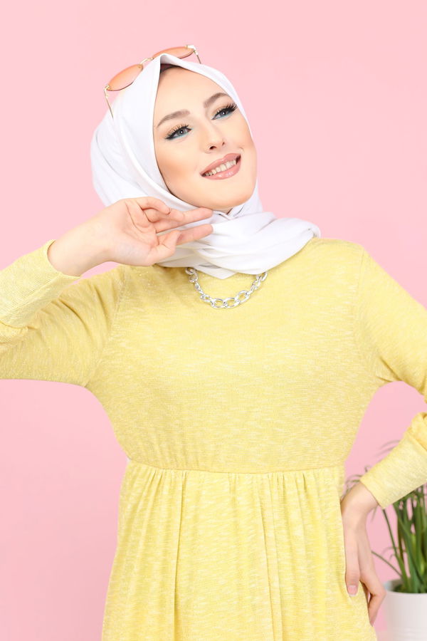 8390 SİMLİ ELBİSE Sarı - 8390