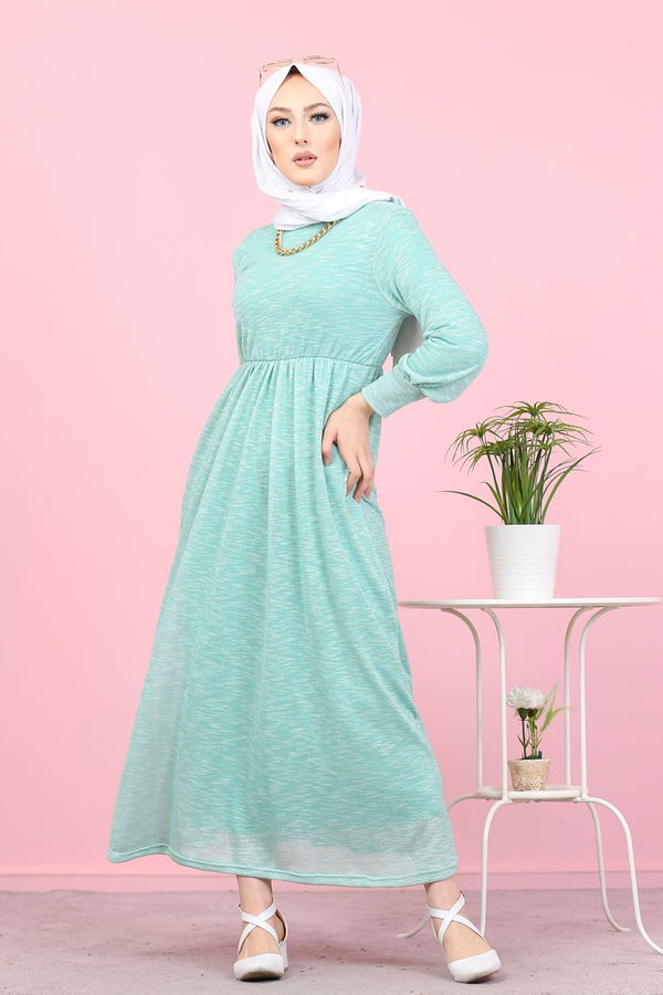 8390 SİMLİ ELBİSE Yeşil - 8390