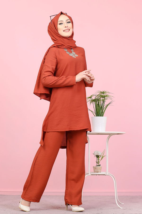 3030 TUNIK PANTOLON ŞAL Kiremit - 3030