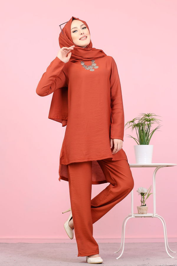3030 TUNIK PANTOLON ŞAL Kiremit - 3030