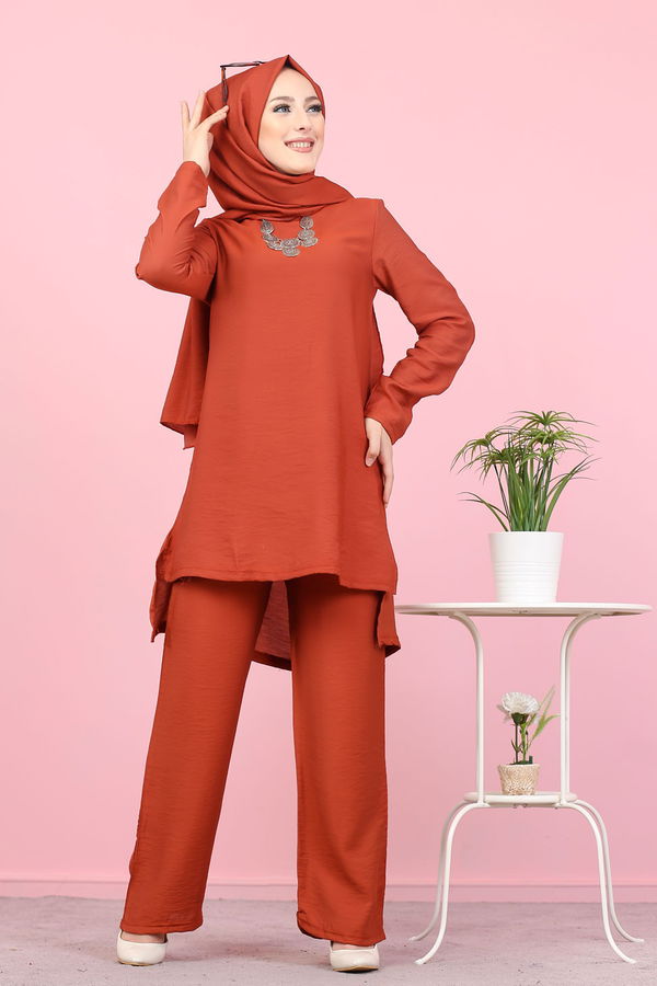 3030 TUNIK PANTOLON ŞAL Kiremit - 3030