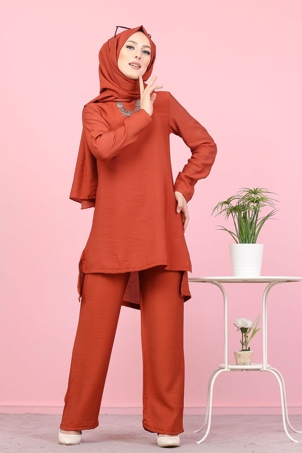 3030 TUNIK PANTOLON ŞAL Kiremit - 3030