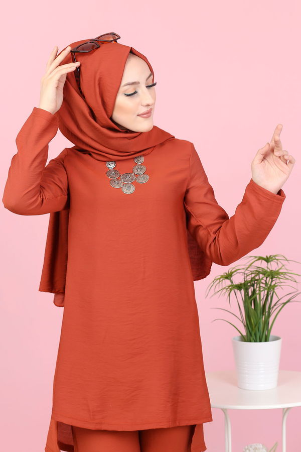 3030 TUNIK PANTOLON ŞAL Kiremit - 3030
