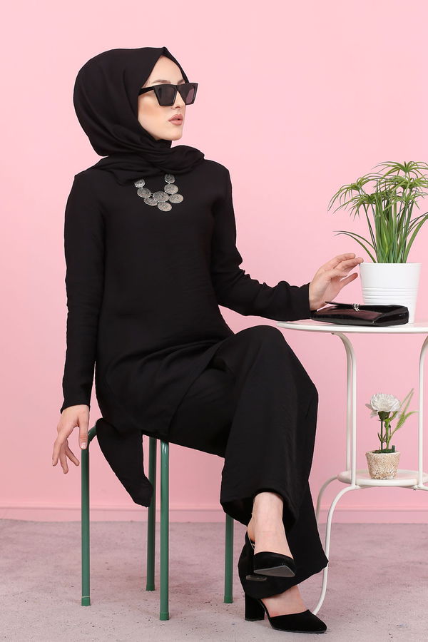 3030 TUNIK PANTOLON ŞAL Siyah - 3030