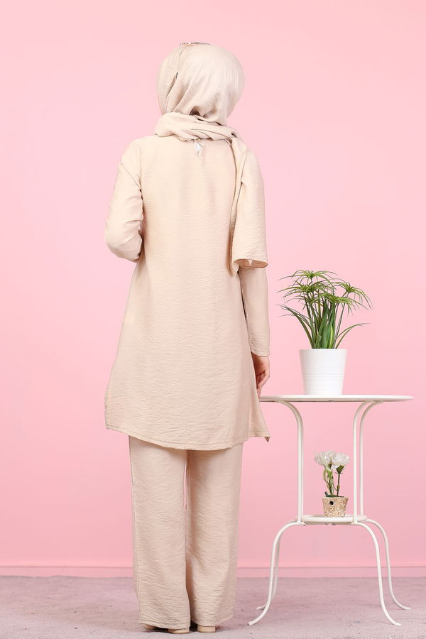3030 TUNIK PANTOLON ŞAL Vizon - 3030