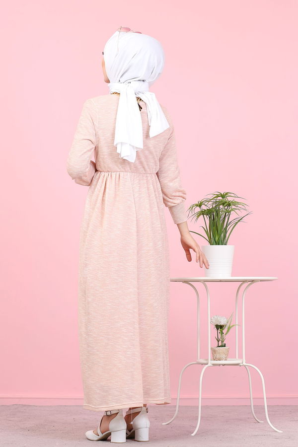 8390 SİMLİ ELBİSE Pembe - 8390
