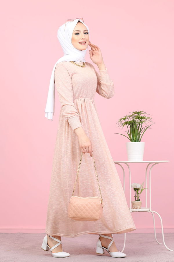 8390 SİMLİ ELBİSE Pembe - 8390