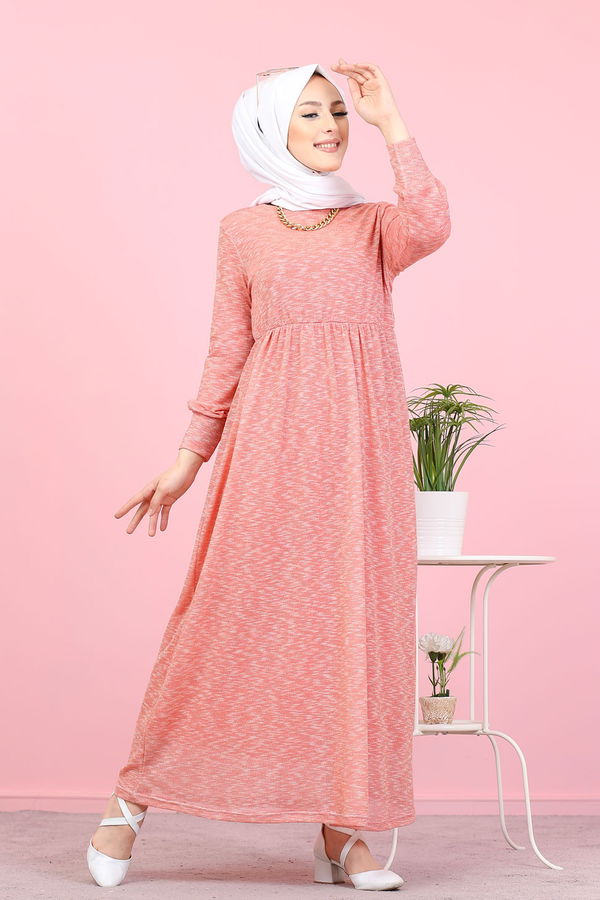 8390 SİMLİ ELBİSE Pembe - 8390