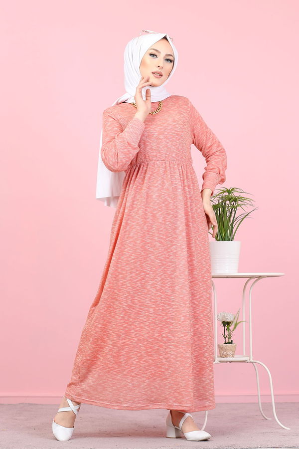 8390 SİMLİ ELBİSE Pembe - 8390