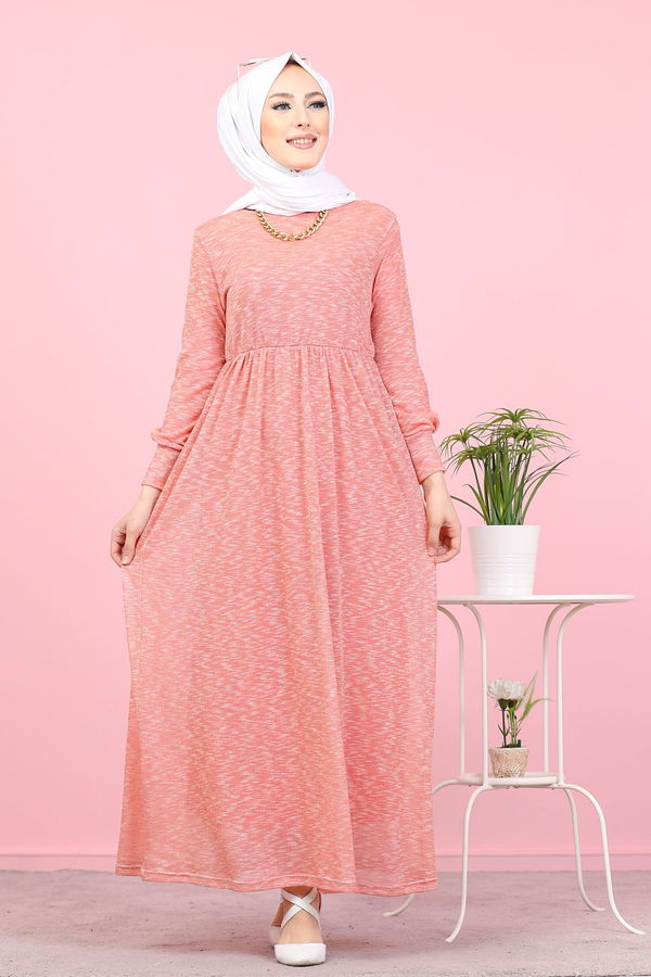 8390 SİMLİ ELBİSE Pembe - 8390