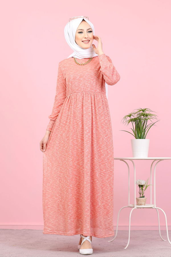 8390 SİMLİ ELBİSE Pembe - 8390