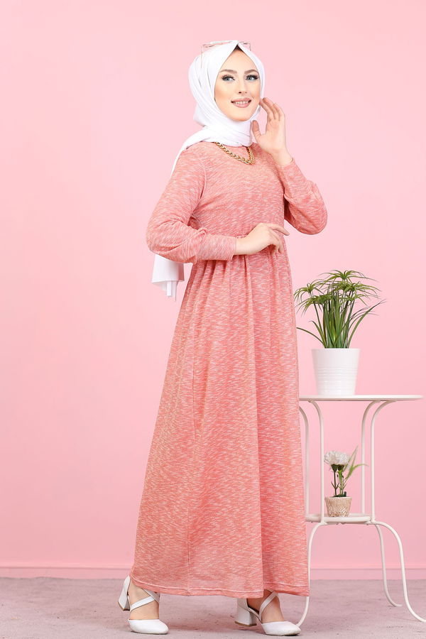 8390 SİMLİ ELBİSE Pembe - 8390