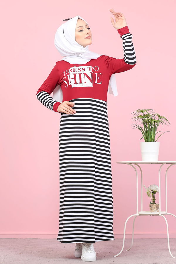 5263 ELBISE Bordo - 5263