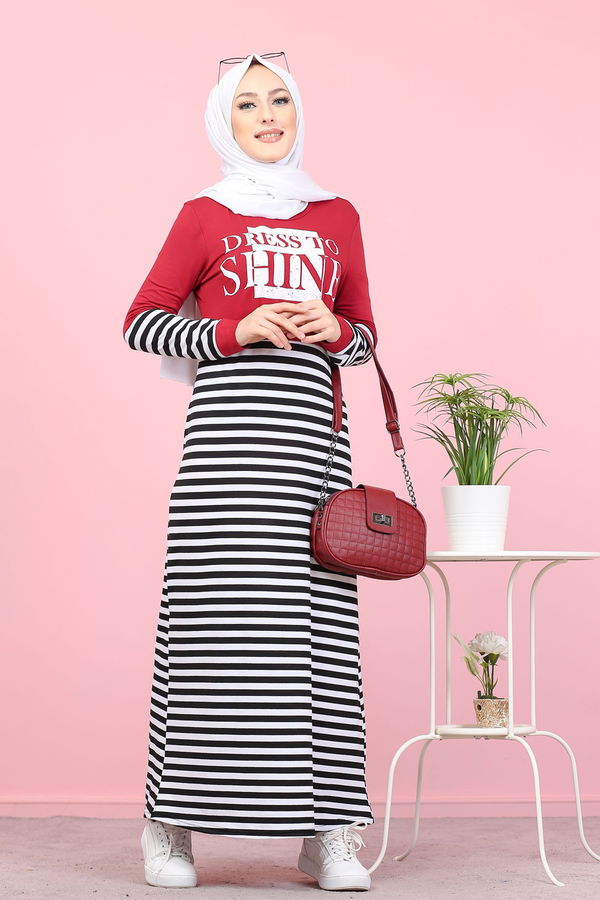 5263 ELBISE Bordo - 5263