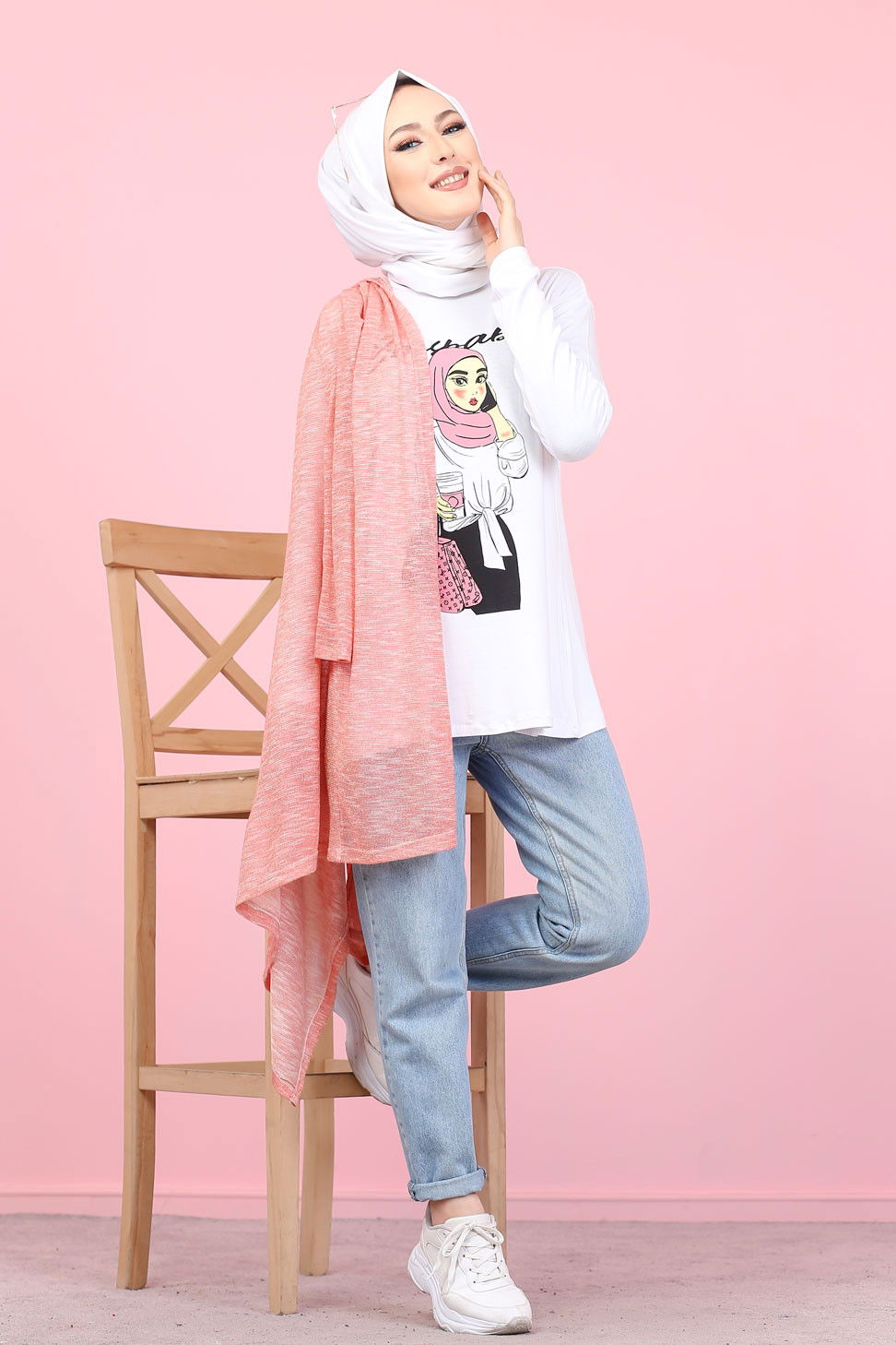 3047 HIRKA TUNİK KOMBİN Pembe - 3047