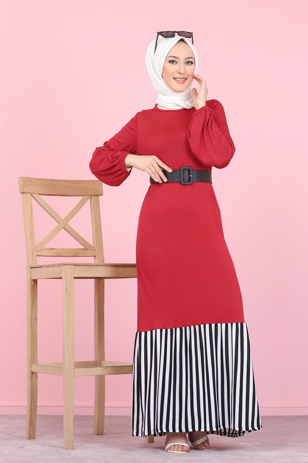 5265 ELBISE Bordo - 5265 BORDO