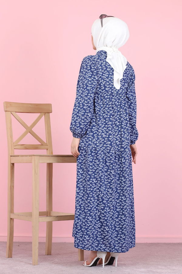 3099 DESENLI ELBISE Lacivert - 3099 LACİVERT