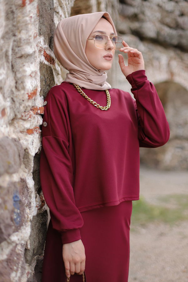 3120 TUNIK ETEK Bordo - 3120