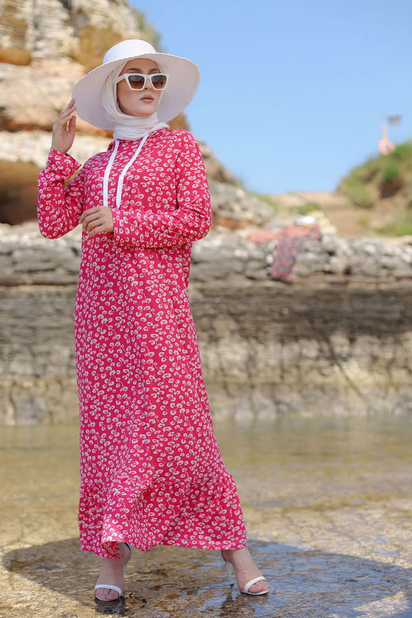 2805 VOLANLI ELBİSE Pembe - 2805 PEMBE