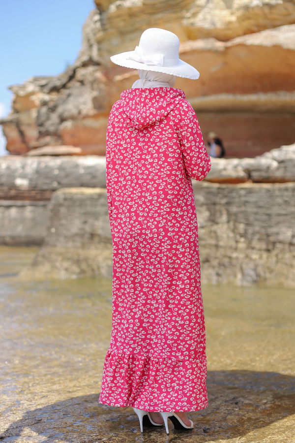 2805 VOLANLI ELBİSE Pembe - 2805 PEMBE