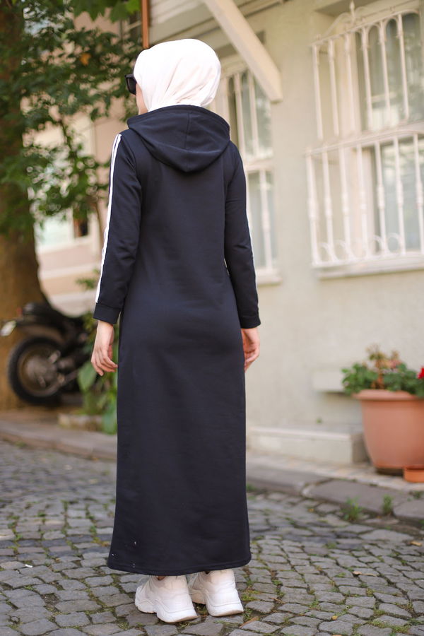 Şeritli Elbise Siyah - 3227 SİYAH